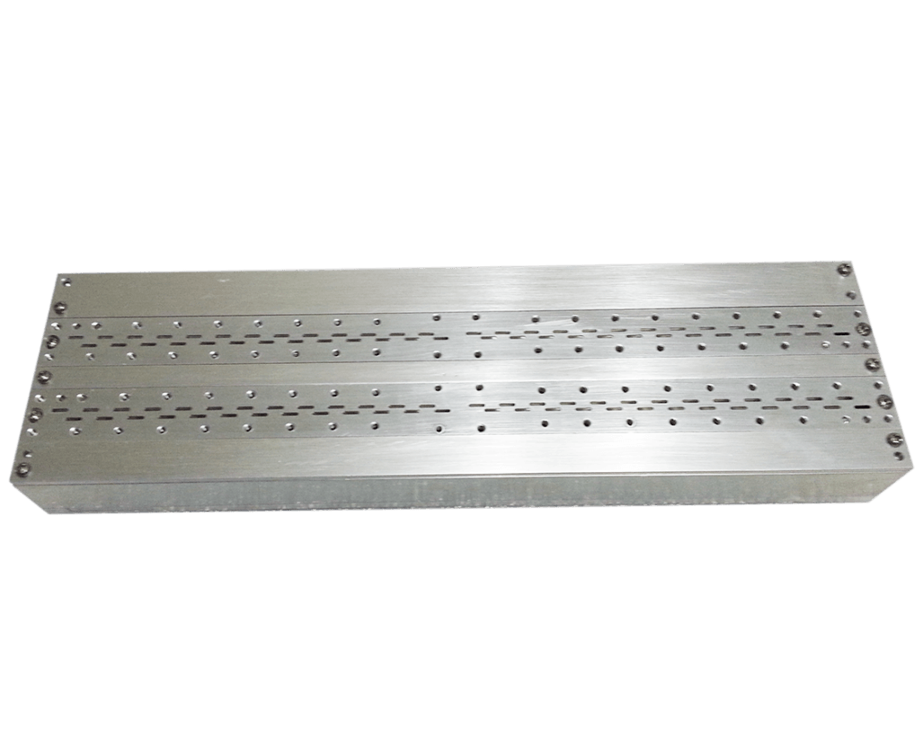 Precision machined linear slotted waveguide array antenna made of aluminum for mmWave and satellite communication